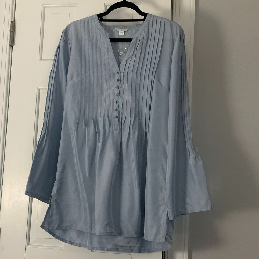 GARNET HILL SILK BLOUSE WITH PINTUCKING-NEW, NEVER WORN